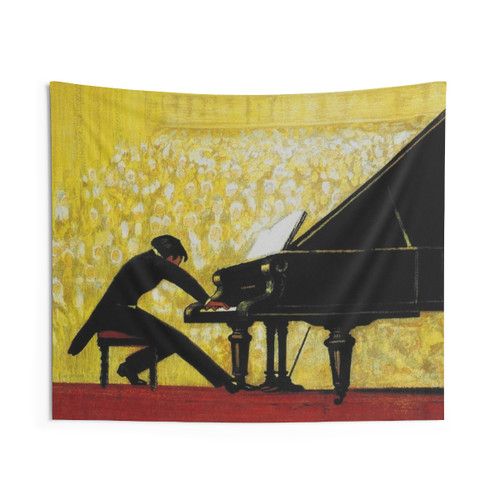 Vintage Piano Recital Illustration Tapestry