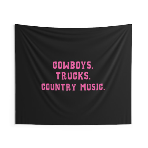 Rustic Country Music Tapestry with Cowboys and Trucks