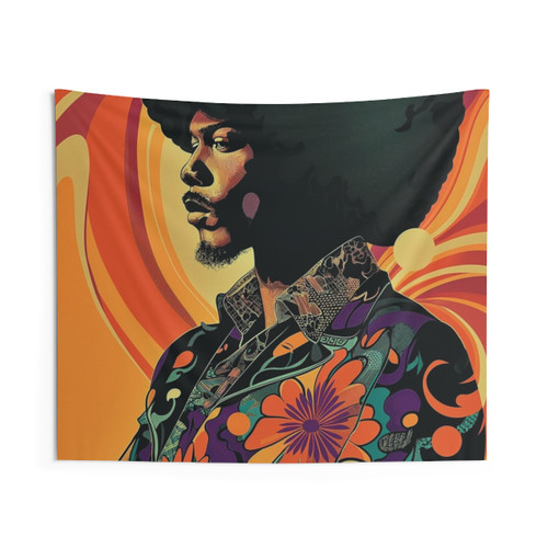 Vintage 70s Tapestry with Funk, Disco and Psychedelic Designs