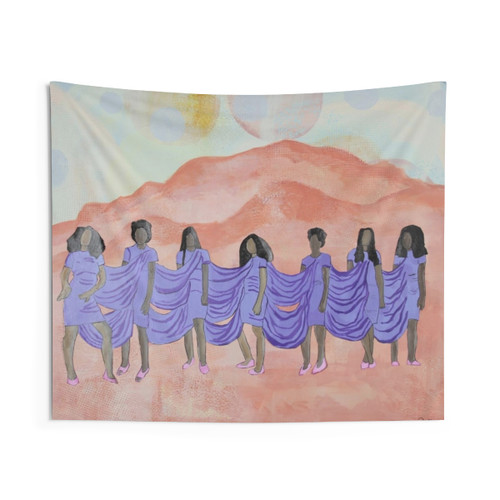 Solange Tapestry Featuring Mountains and Cranes in the Sky