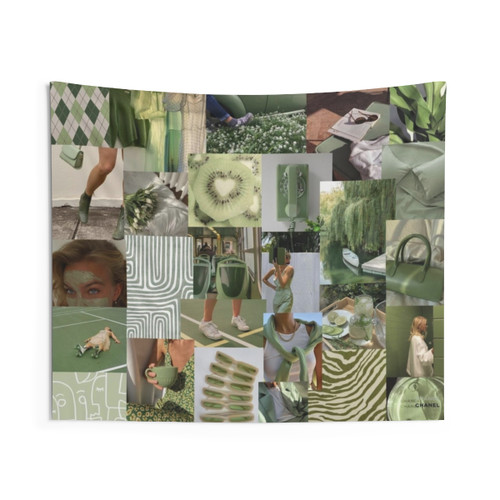 Sage Green Collage Wall Tapestry - Aesthetic Dorm Decor