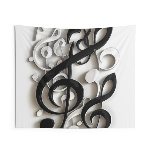 3D Music Note Collage Print Tapestry
