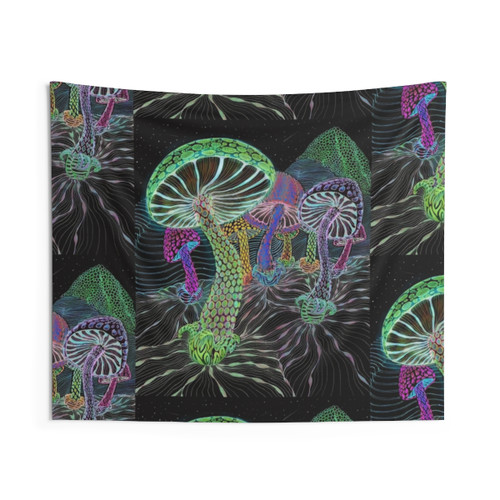 Psychedelic Mushroom Valley Tapestry