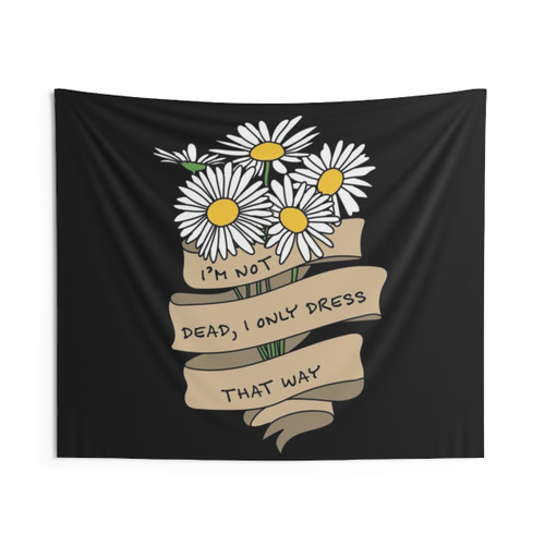 Emo Band Tapestry with MCR Lyrics and Daisies