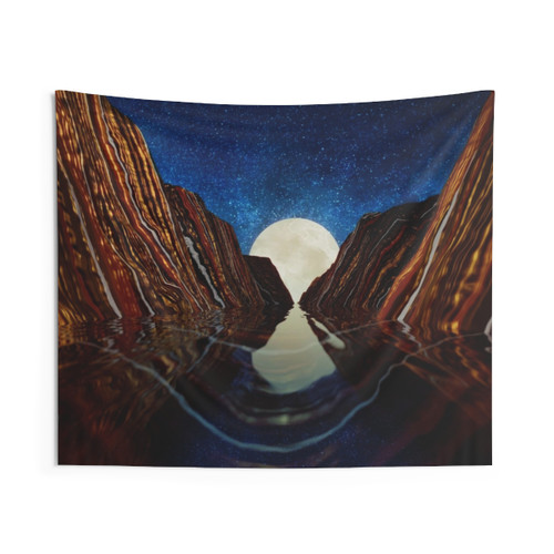 Moon Reflection Tapestry - Celestial Wall Art
