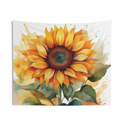 Vibrant Watercolor Sunflower Tapestry Art