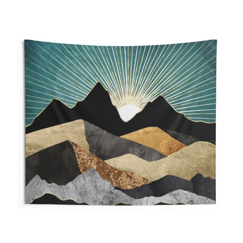 Metallic Daybreak Landscape Tapestry