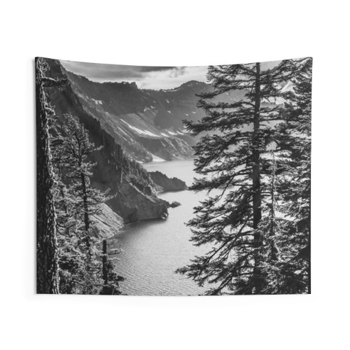 Black and White Mountains Tapestry