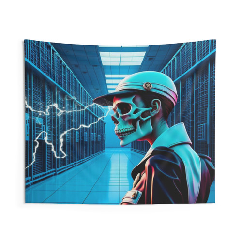 AI Control Tapestry - Surreal Skeleton Artwork