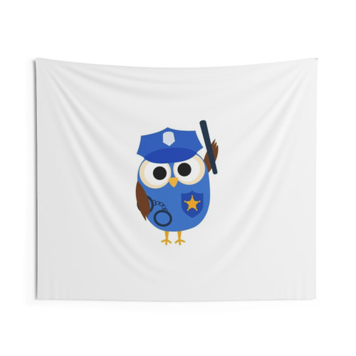 Professions Owl Police Officer Tapestry
