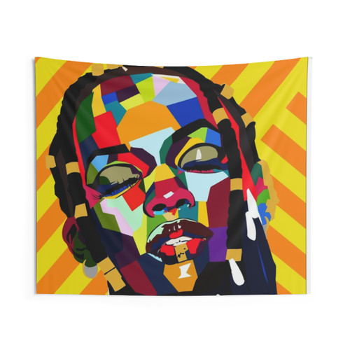 Colorful tapestry with a variety of artistic designs