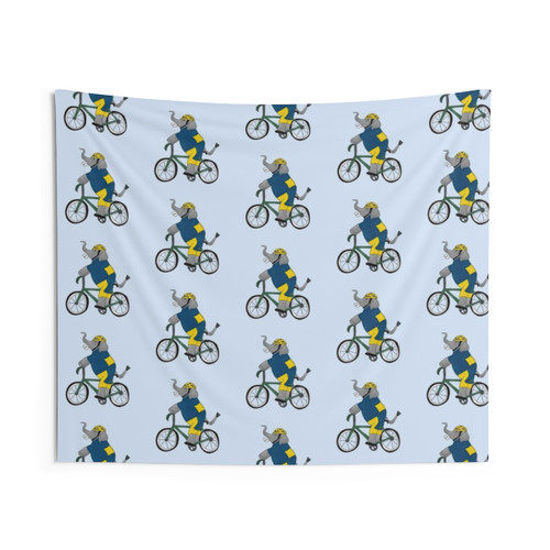 Cyclist Elephant Tapestry - Vibrant Animal Wall Decor