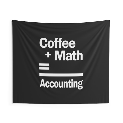Accounting Tapestry with Coffee and Math Motif