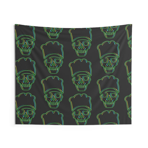 Skull Chef Green Tapestry for Kitchen and Cooking