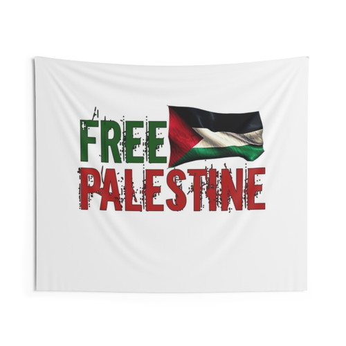 Palestinian Resistance Tapestry with Free Palestine Slogan
