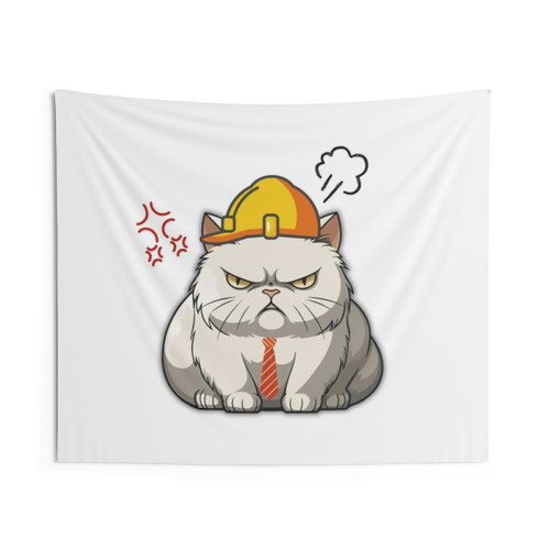 Angry cat tapestry with funny cat design