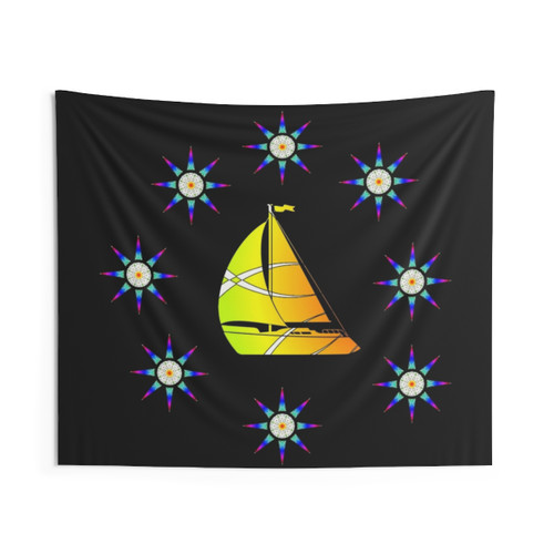 Sailing Star Tapestry - Colorful Abstract Wall Hanging