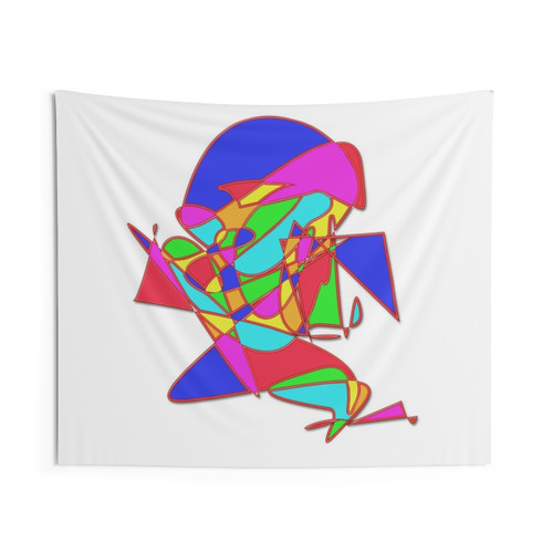 Colorful abstract portrait tapestry