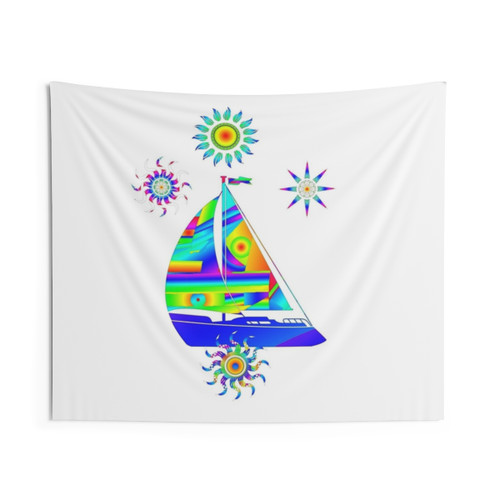 Colorful Sailing Boat Tapestry