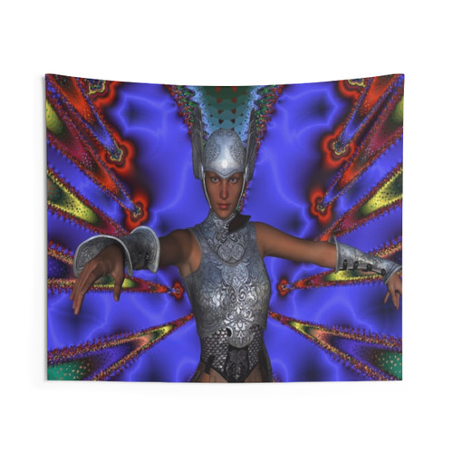 Silver Warrior Fantasy Tapestry Wall Art