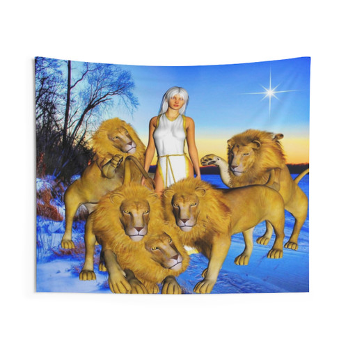 Lions in Winter Tapestry Wall Hanging