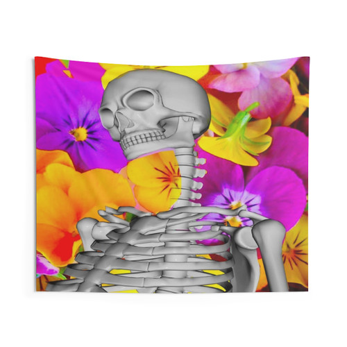 Skeleton with Flowers Tapestry for Home Decor