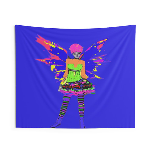 Punk Rock Fairy Tapestry - Colorful Fantasy Wall Art