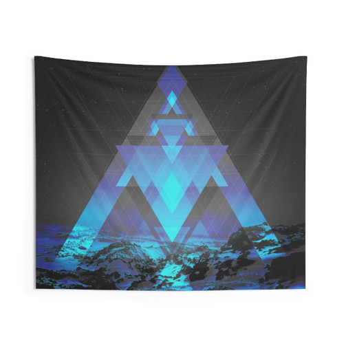 Luminous Geometric Mountains Tapestry