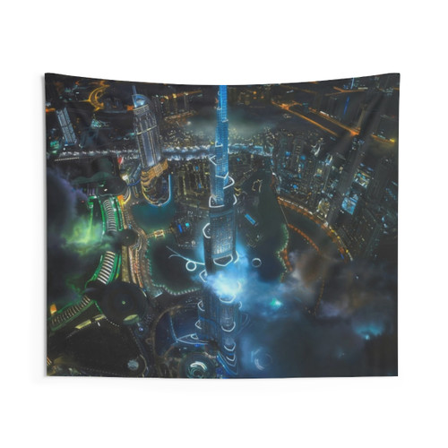 Dubai Cityscape Tapestry - Downtown Skyline Wall Hanging
