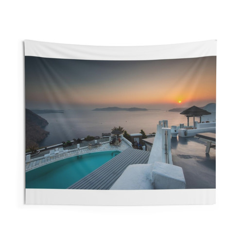 Santorini Sunset Tapestry Wall Decor
