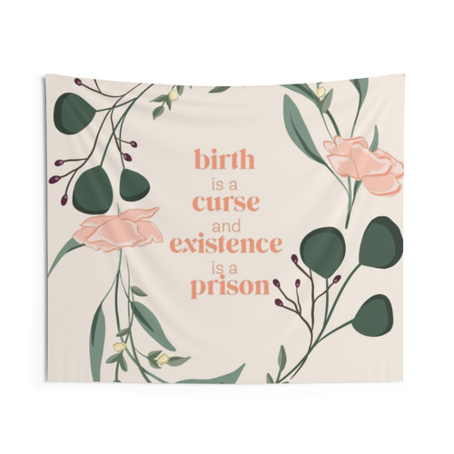 Existential Floral Wreath Tapestry