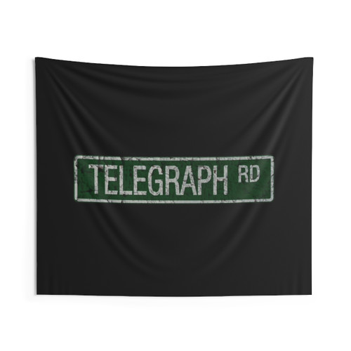 Green and White Street Sign Tapestry