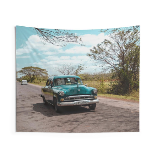 Classic car travel tapestry