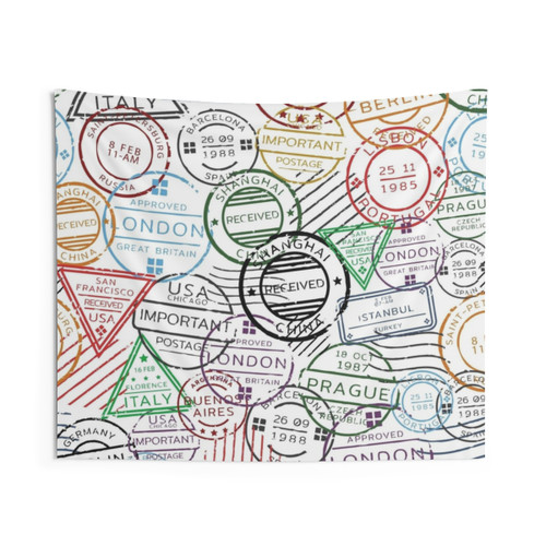 Vintage World Travel Tapestry Wall Hanging