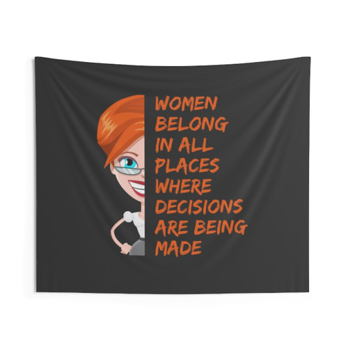 Women's Feminist Tapestry with 'Where Decisions Are Made' Quote