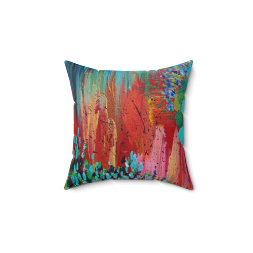 Bright Bold Red Abstract Acrylic Pillow