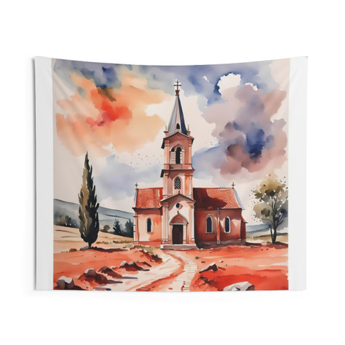 Watercolor Croatia Church Tapestry