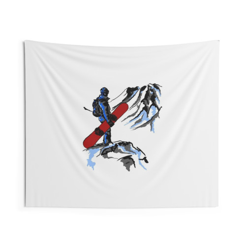 Snowboarding Tapestry with Snowboarders on the Mountain