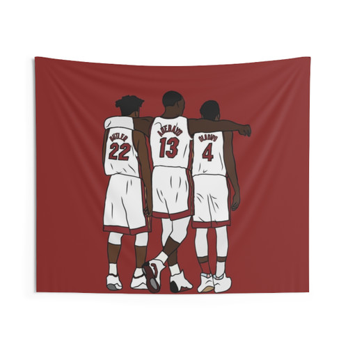 Miami Heat Basketball Tapestry Featuring Jimmy Butler, Bam Adebayo, and Victor Oladipo