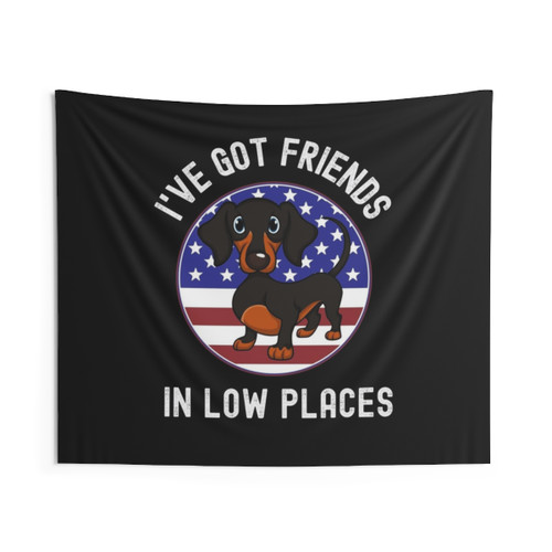 Patriotic Dachshund Tapestry - I've Got Friends In Low Places