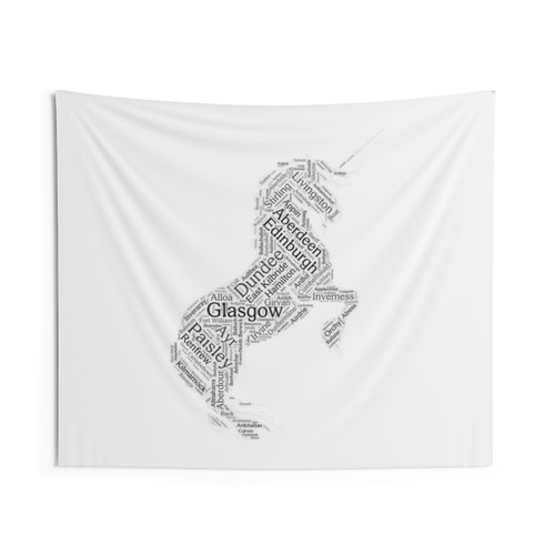 Scottish Unicorn Tapestry with Scottish City Landmarks