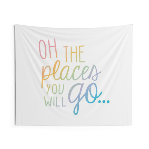 Colorful Oh the Places You'll Go Rainbow Tapestry