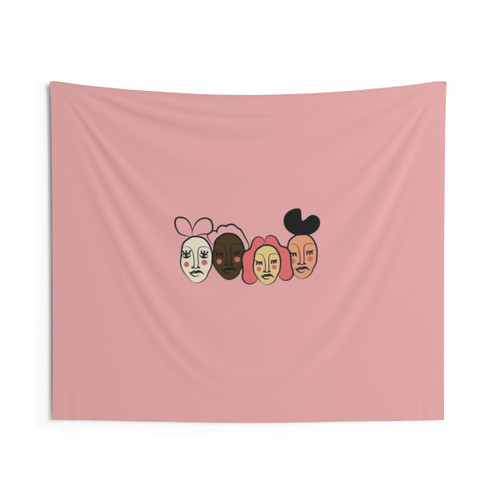 Colorful Faces Tapestry Wall Hanging