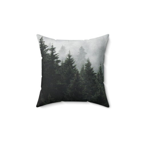 Misty Foggy Forest Throw Pillow