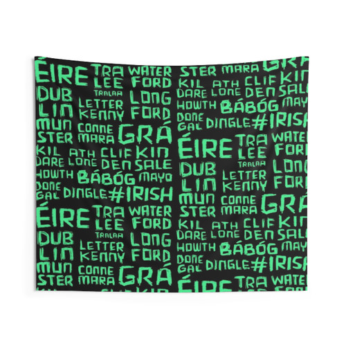 Ireland Travel Words Black and White Tapestry