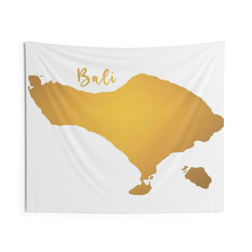 Bali Map Tapestry Wall Hanging - Gold Art Print