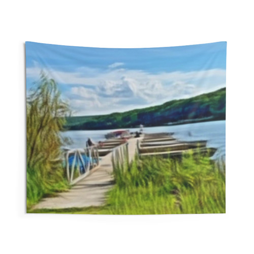 The Dock Tapestry - Scenic Lake Wall Art