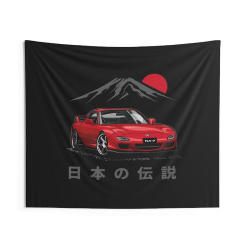 Mazda RX-7 Sunrise Red Tapestry - JDM Automotive Art
