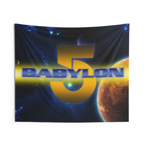 Babylon 5 Space Station Tapestry with Planets and Stars