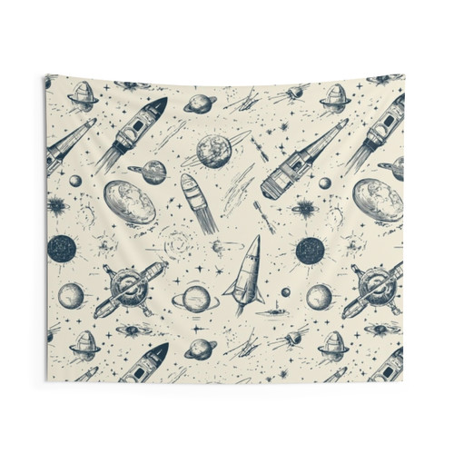 Space and Technology Motifs Tapestry